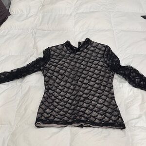 Diane Von Furstenberg Black Lace Blouse